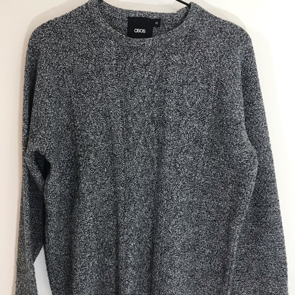 Cable knit ASOS sweater in navy & white